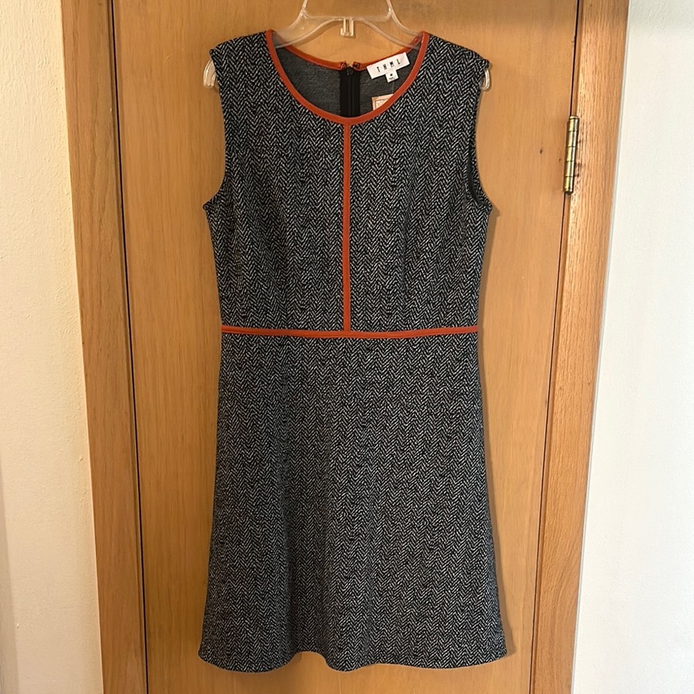 THML Women’s Theme A-Line Tweed Mini Dress Black Gray New Size Medium